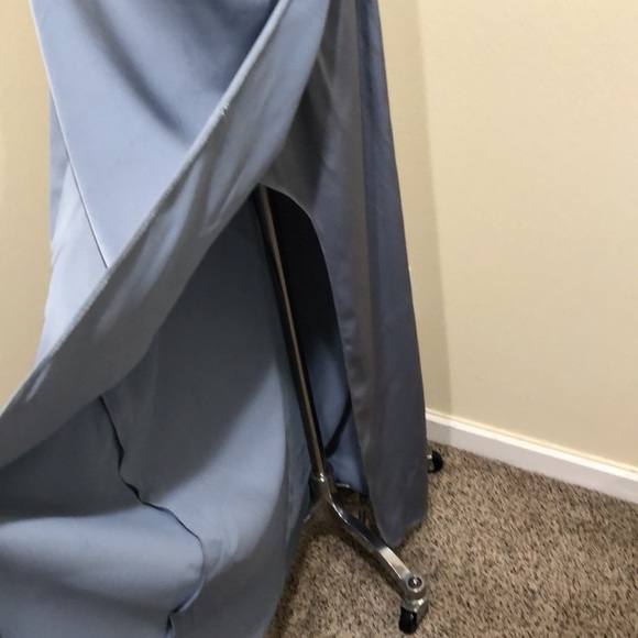 Azazie Maxi Dress Size 6 Blue Ruched Satin Gown - Picture 4 of 11